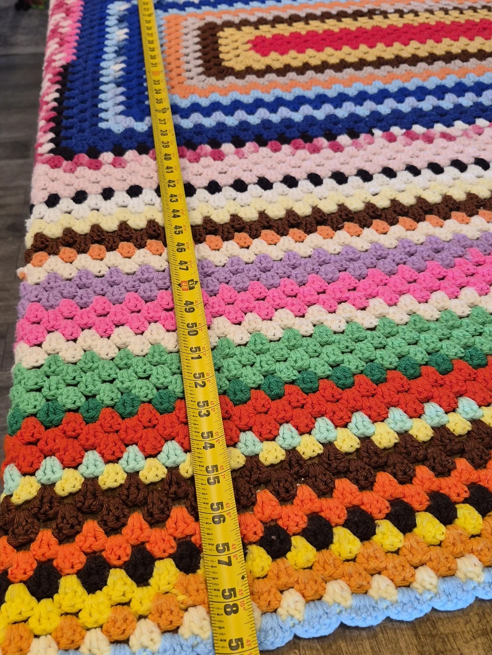 Handmade Multicolor Crochet Blanket - Vibrant Striped Throw